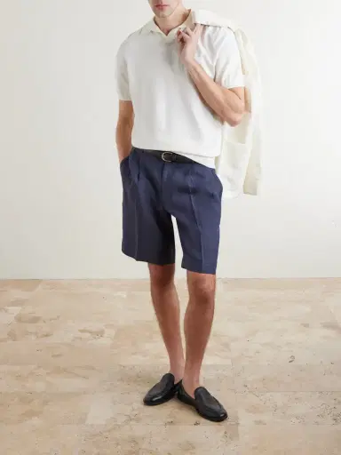 Rubinacci Straight-Leg Pleated Linen Shorts - Men | Thumbnail 2 Rubinacci Straight-Leg Pleated Linen Shorts - Men | Thumbnail 2