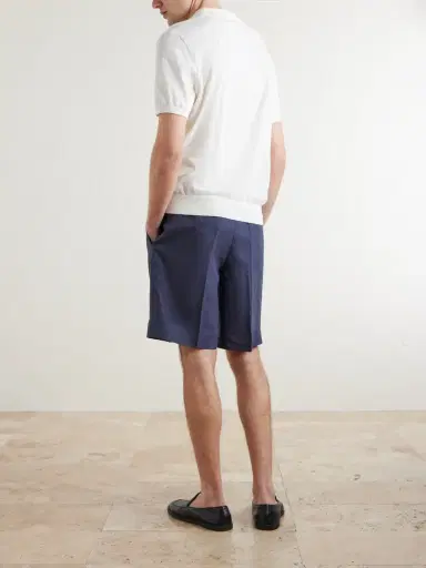 Rubinacci Straight-Leg Pleated Linen Shorts - Men | Thumbnail 4 Rubinacci Straight-Leg Pleated Linen Shorts - Men | Thumbnail 4