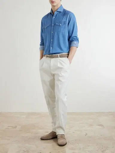 Brunello Cucinelli Denim Shirt - Men | Thumbnail 2 Brunello Cucinelli Denim Shirt - Men | Thumbnail 2