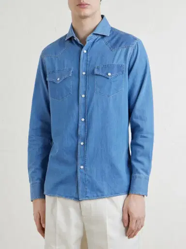 Brunello Cucinelli Denim Shirt - Men | Thumbnail 3 Brunello Cucinelli Denim Shirt - Men | Thumbnail 3
