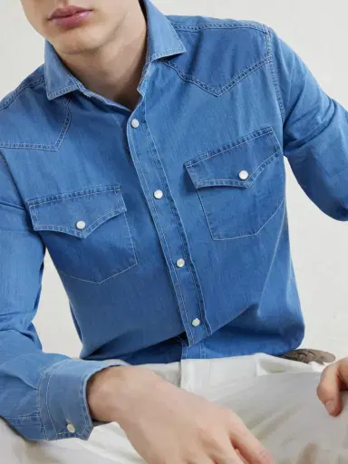 Brunello Cucinelli Denim Shirt - Men | Thumbnail 5 Brunello Cucinelli Denim Shirt - Men | Thumbnail 5