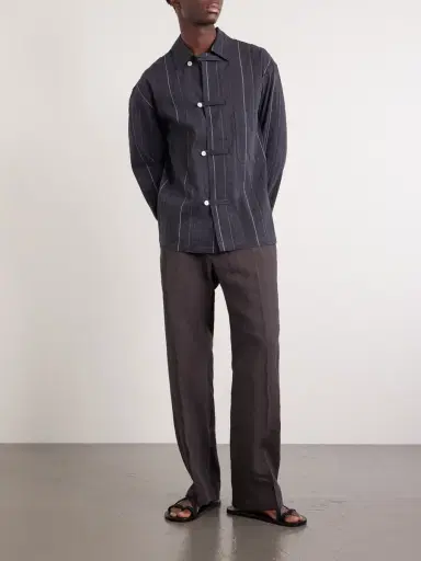 A Kind Of Guise Matara Cropped Pinstriped Cotton and Linen-Blend Overshirt - Men | Thumbnail 2 A Kind Of Guise Matara Cropped Pinstriped Cotton and Linen-Blend Overshirt - Men | Thumbnail 2