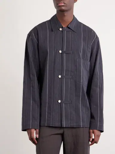 A Kind Of Guise Matara Cropped Pinstriped Cotton and Linen-Blend Overshirt - Men | Thumbnail 3 A Kind Of Guise Matara Cropped Pinstriped Cotton and Linen-Blend Overshirt - Men | Thumbnail 3
