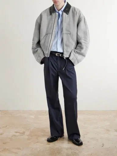 Acne Studios Cotton Leather-Trimmed Jacket - Men | Thumbnail 2 Acne Studios Cotton Leather-Trimmed Jacket - Men | Thumbnail 2