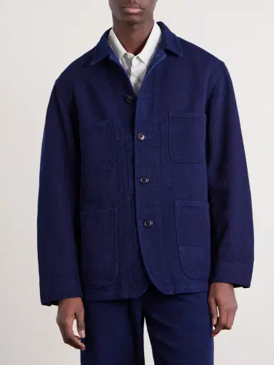Blue Blue Japan Logo-Appliquéd Sashiko Cotton-Piqué Jacket - Men | Thumbnail 3 Blue Blue Japan Logo-Appliquéd Sashiko Cotton-Piqué Jacket - Men | Thumbnail 3