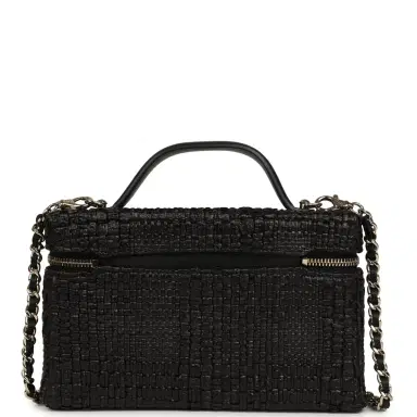 Chanel Chanel Top Handle Long Vanity Case with Chain Black Braided Raffia Light Gold Hardware | Thumbnail 5 Chanel Chanel Top Handle Long Vanity Case with Chain Black Braided Raffia Light Gold Hardware | Thumbnail 5