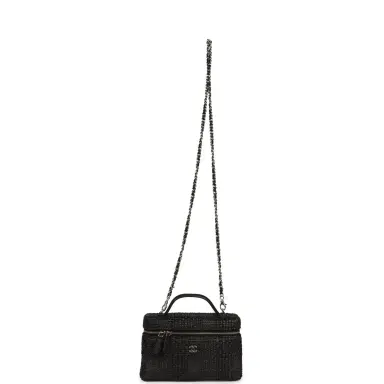 Chanel Chanel Top Handle Long Vanity Case with Chain Black Braided Raffia Light Gold Hardware | Thumbnail 7 Chanel Chanel Top Handle Long Vanity Case with Chain Black Braided Raffia Light Gold Hardware | Thumbnail 7