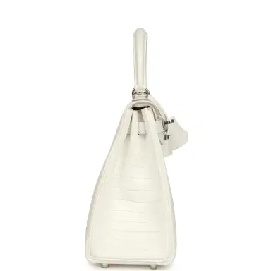 HERMÈS Hermes Kelly Retourne 25 Creme Chantilly Matte Crocodile Palladium Hardware | Thumbnail 3 HERMÈS Hermes Kelly Retourne 25 Creme Chantilly Matte Crocodile Palladium Hardware | Thumbnail 3
