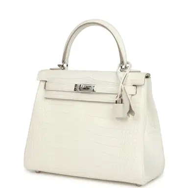 HERMÈS Hermes Kelly Retourne 25 Creme Chantilly Matte Crocodile Palladium Hardware | Thumbnail 5 HERMÈS Hermes Kelly Retourne 25 Creme Chantilly Matte Crocodile Palladium Hardware | Thumbnail 5