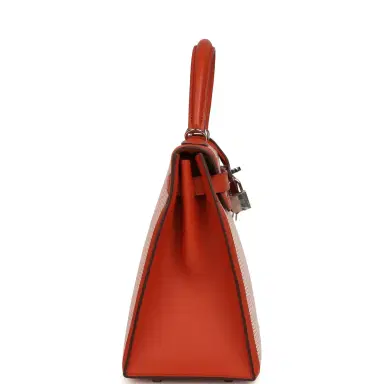 HERMÈS Pre-owned Hermes Quadrille Kelly Sellier 28 Brique Toile and Terre Battue Swift Palladium Hardware | Thumbnail 3 HERMÈS Pre-owned Hermes Quadrille Kelly Sellier 28 Brique Toile and Terre Battue Swift Palladium Hardware | Thumbnail 3