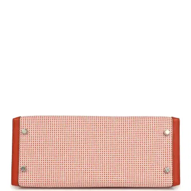 HERMÈS Pre-owned Hermes Quadrille Kelly Sellier 28 Brique Toile and Terre Battue Swift Palladium Hardware | Thumbnail 6 HERMÈS Pre-owned Hermes Quadrille Kelly Sellier 28 Brique Toile and Terre Battue Swift Palladium Hardware | Thumbnail 6