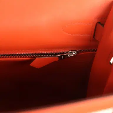 HERMÈS Pre-owned Hermes Quadrille Kelly Sellier 28 Brique Toile and Terre Battue Swift Palladium Hardware | Thumbnail 8 HERMÈS Pre-owned Hermes Quadrille Kelly Sellier 28 Brique Toile and Terre Battue Swift Palladium Hardware | Thumbnail 8