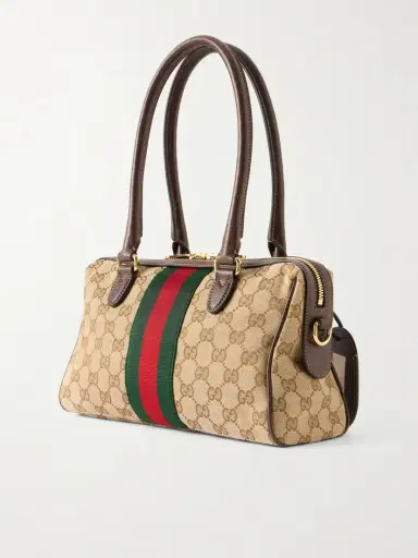 Gucci Borsetto Medium Leather And Webbing-trimmed Canvas-jacquard Shoulder Bag | Thumbnail 4 Gucci Borsetto Medium Leather And Webbing-trimmed Canvas-jacquard Shoulder Bag | Thumbnail 4