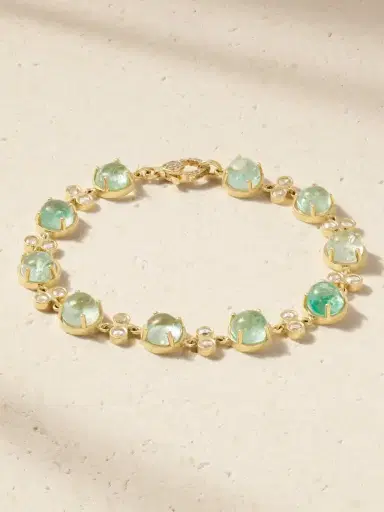 Ileana Makri 18-karat Gold, Emerald And Diamond Bracelet | Thumbnail 1 Ileana Makri 18-karat Gold, Emerald And Diamond Bracelet | Thumbnail 1