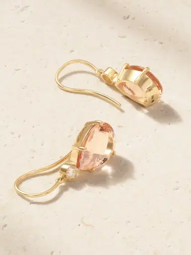 Ileana Makri 14-karat Gold, Morganite And Diamond Earrings | Thumbnail 4 Ileana Makri 14-karat Gold, Morganite And Diamond Earrings | Thumbnail 4
