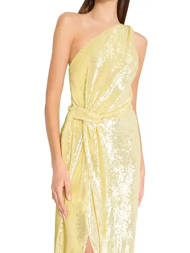 Milly Women's Porsha Sequined One-Shoulder Gown - Yellow | Thumbnail 4 Milly Women's Porsha Sequined One-Shoulder Gown - Yellow | Thumbnail 4