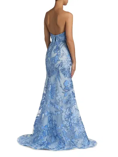 Naeem Khan Women's Floral Fit-And-Flare Gown - Pale Blue And Silver | Thumbnail 5 Naeem Khan Women's Floral Fit-And-Flare Gown - Pale Blue And Silver | Thumbnail 5