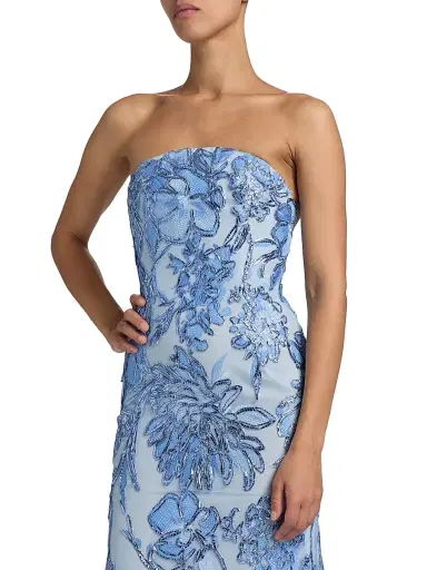 Naeem Khan Women's Floral Fit-And-Flare Gown - Pale Blue And Silver | Thumbnail 6 Naeem Khan Women's Floral Fit-And-Flare Gown - Pale Blue And Silver | Thumbnail 6