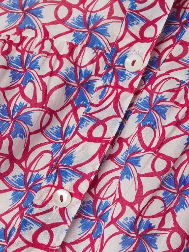Ro's Garden Women's Deauville Geometric-Print Cotton Mini-Shirtdress - Nissa Burgundy | Thumbnail 6 Ro's Garden Women's Deauville Geometric-Print Cotton Mini-Shirtdress - Nissa Burgundy | Thumbnail 6