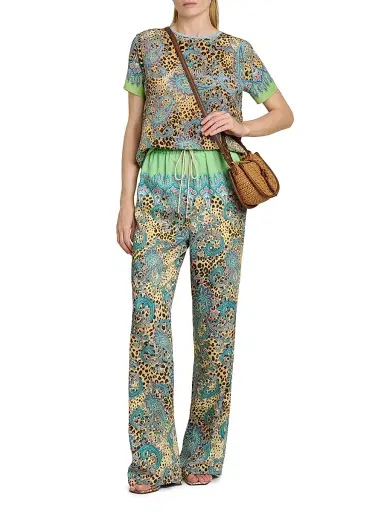 Etro Women's Leopard Paisley T-Shirt - Printed Brown Base | Thumbnail 2 Etro Women's Leopard Paisley T-Shirt - Printed Brown Base | Thumbnail 2