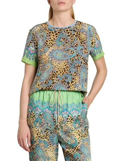 Etro Women's Leopard Paisley T-Shirt - Printed Brown Base | Thumbnail 3 Etro Women's Leopard Paisley T-Shirt - Printed Brown Base | Thumbnail 3