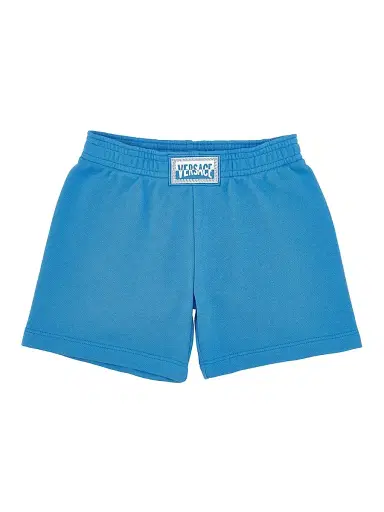 Versace Baby Boy's & Little Boy's Contrast Logo Fleece Shorts - Blue | Thumbnail 1 Versace Baby Boy's & Little Boy's Contrast Logo Fleece Shorts - Blue | Thumbnail 1