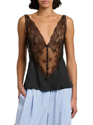 Dolce & Gabbana Women's Lace V-Neck Tank - Nero | Thumbnail 3 Dolce & Gabbana Women's Lace V-Neck Tank - Nero | Thumbnail 3