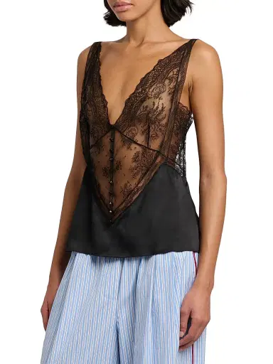 Dolce & Gabbana Women's Lace V-Neck Tank - Nero | Thumbnail 4 Dolce & Gabbana Women's Lace V-Neck Tank - Nero | Thumbnail 4