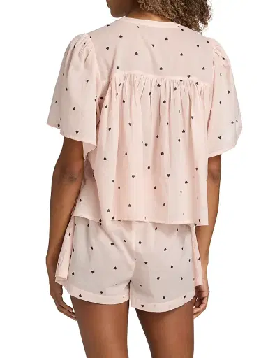 Papinelle Women's Hearts Gathered Cotton Short Pajamas | Thumbnail 5 Papinelle Women's Hearts Gathered Cotton Short Pajamas | Thumbnail 5