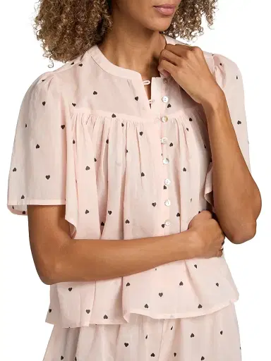 Papinelle Women's Hearts Gathered Cotton Short Pajamas | Thumbnail 6 Papinelle Women's Hearts Gathered Cotton Short Pajamas | Thumbnail 6