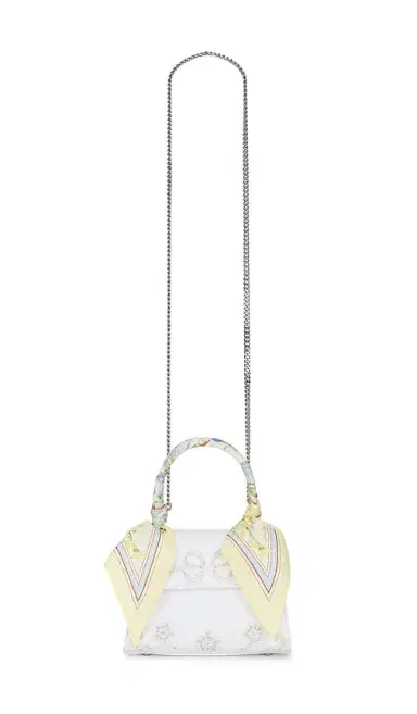 Self-Portrait Cream Linen Yellow Floral Mini Bag | Thumbnail 1 Self-Portrait Cream Linen Yellow Floral Mini Bag | Thumbnail 1