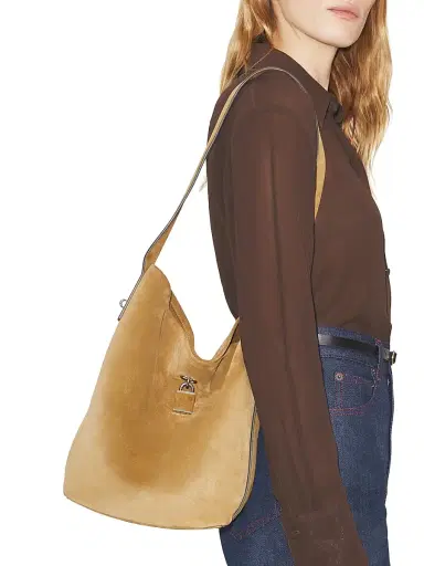 Tory Burch Women's Lock Suede Bucket Bag | Thumbnail 2 Tory Burch Women's Lock Suede Bucket Bag | Thumbnail 2
