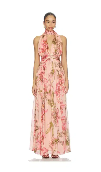 ROCOCO SAND Ruched Sash Maxi Dress | Thumbnail 1 ROCOCO SAND Ruched Sash Maxi Dress | Thumbnail 1