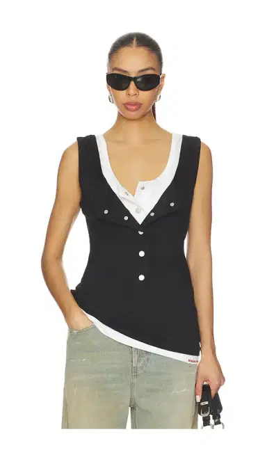 Markgong Layered Open-collared Vest | Thumbnail 1 Markgong Layered Open-collared Vest | Thumbnail 1