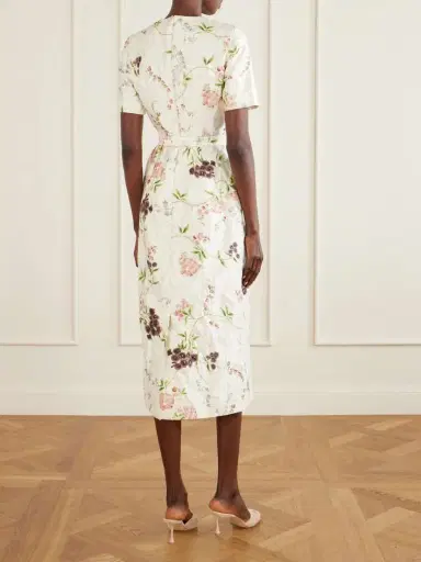 Erdem Belted Floral-print Crinkled Satin Midi Dress | Thumbnail 3 Erdem Belted Floral-print Crinkled Satin Midi Dress | Thumbnail 3