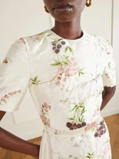 Erdem Belted Floral-print Crinkled Satin Midi Dress | Thumbnail 4 Erdem Belted Floral-print Crinkled Satin Midi Dress | Thumbnail 4