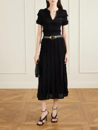 Max Mara Grazia Fringed Knitted Midi Dress | Thumbnail 2 Max Mara Grazia Fringed Knitted Midi Dress | Thumbnail 2