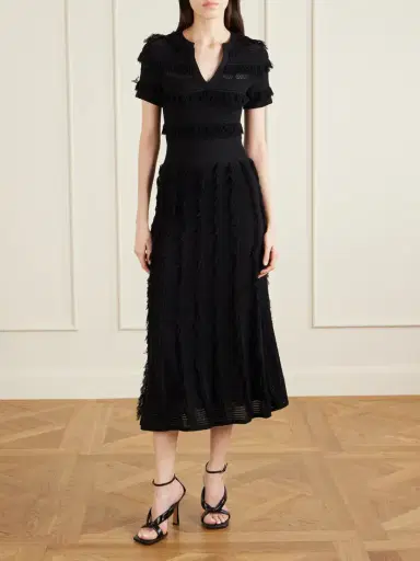 Max Mara Grazia Fringed Knitted Midi Dress | Thumbnail 3 Max Mara Grazia Fringed Knitted Midi Dress | Thumbnail 3
