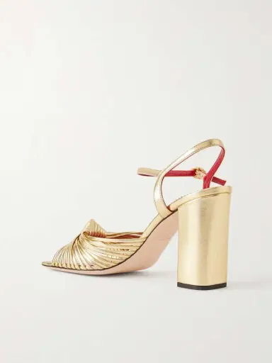 Valentino Garavani Annet 90 Knotted Metallic Leather Sandals | Thumbnail 3 Valentino Garavani Annet 90 Knotted Metallic Leather Sandals | Thumbnail 3