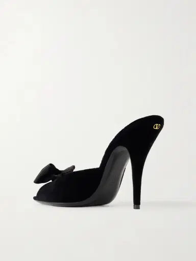 Valentino Garavani Marie 105 Bow-embellished Satin-trimmed Velvet Mules | Thumbnail 3 Valentino Garavani Marie 105 Bow-embellished Satin-trimmed Velvet Mules | Thumbnail 3