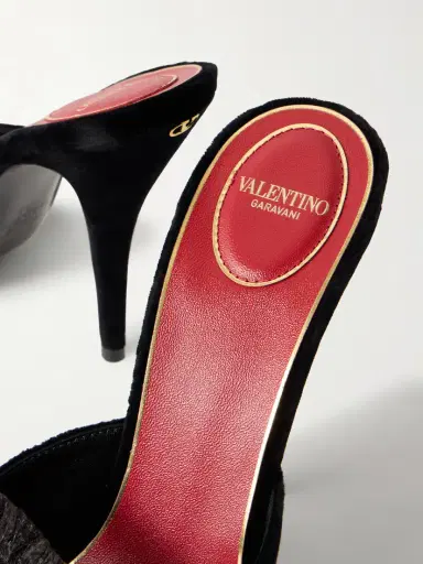 Valentino Garavani Marie 105 Bow-embellished Satin-trimmed Velvet Mules | Thumbnail 5 Valentino Garavani Marie 105 Bow-embellished Satin-trimmed Velvet Mules | Thumbnail 5