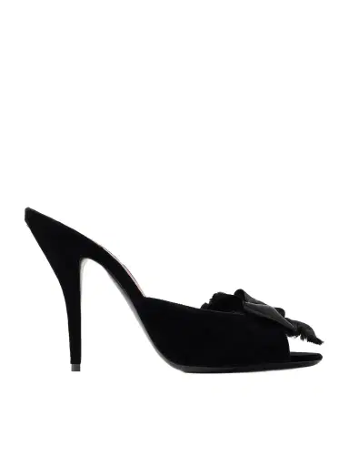 Valentino Garavani Marie 105 Bow-embellished Satin-trimmed Velvet Mules | Thumbnail 1 Valentino Garavani Marie 105 Bow-embellished Satin-trimmed Velvet Mules | Thumbnail 1