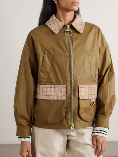 Barbour Launton Checked Corduroy-trimmed Waxed-cotton Jacket | Thumbnail 3 Barbour Launton Checked Corduroy-trimmed Waxed-cotton Jacket | Thumbnail 3