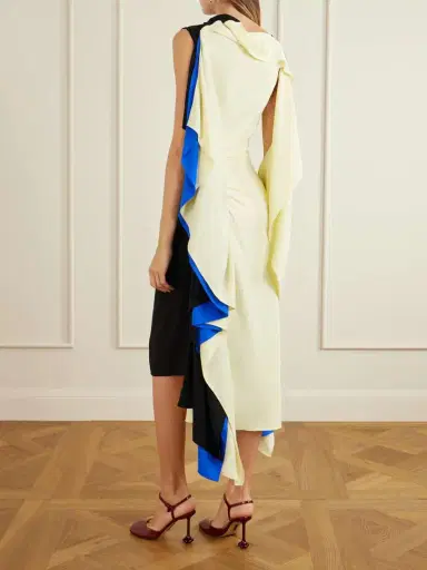 Loewe Asymmetric Draped Crepe-jersey Midi Dress | Thumbnail 3 Loewe Asymmetric Draped Crepe-jersey Midi Dress | Thumbnail 3