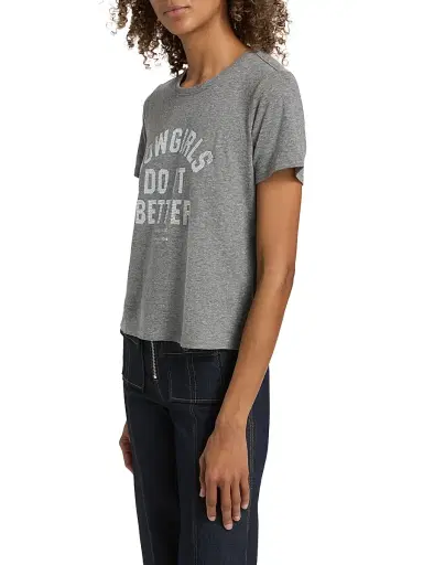 Cinq à Sept Women's Embellished Cowgirls Do It Better Shrunken T-Shirt - Charcoal Heather Grey | Thumbnail 4 Cinq à Sept Women's Embellished Cowgirls Do It Better Shrunken T-Shirt - Charcoal Heather Grey | Thumbnail 4