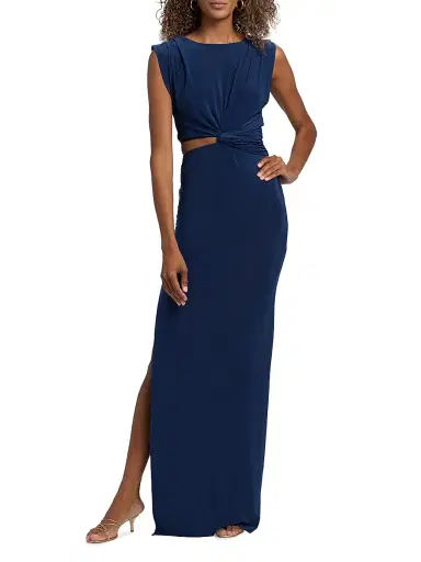MISA Los Angeles Women's Yvette Draped Cut-Out Maxi Dress - Navy | Thumbnail 3 MISA Los Angeles Women's Yvette Draped Cut-Out Maxi Dress - Navy | Thumbnail 3