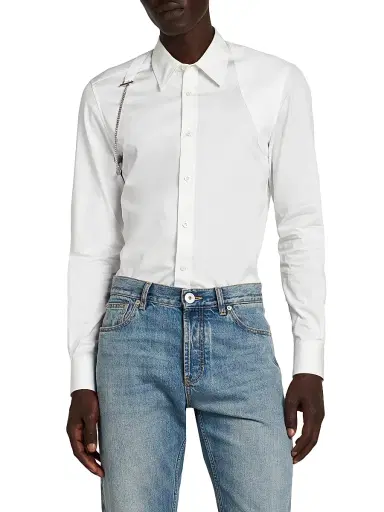 McQueen Men's T-Bar Harness Shirt - Optical White | Thumbnail 3 McQueen Men's T-Bar Harness Shirt - Optical White | Thumbnail 3