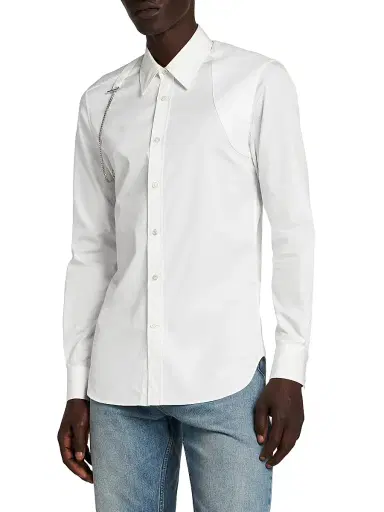 McQueen Men's T-Bar Harness Shirt - Optical White | Thumbnail 4 McQueen Men's T-Bar Harness Shirt - Optical White | Thumbnail 4