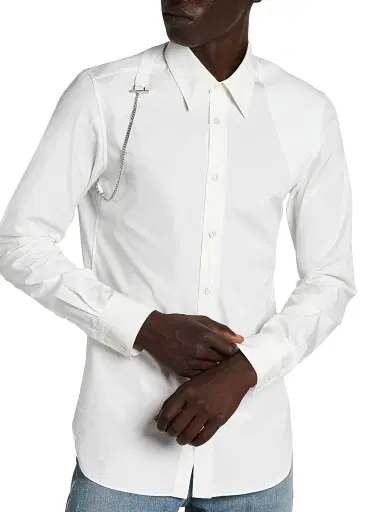 McQueen Men's T-Bar Harness Shirt - Optical White | Thumbnail 6 McQueen Men's T-Bar Harness Shirt - Optical White | Thumbnail 6