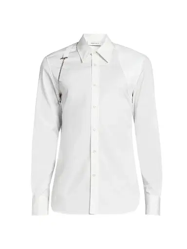 McQueen Men's T-Bar Harness Shirt - Optical White | Thumbnail 1 McQueen Men's T-Bar Harness Shirt - Optical White | Thumbnail 1